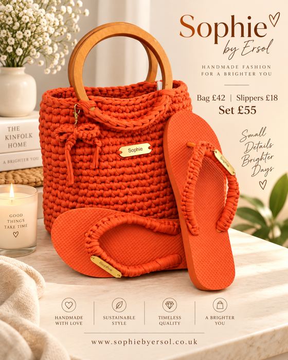 Orange Large Bag & Slippers Set